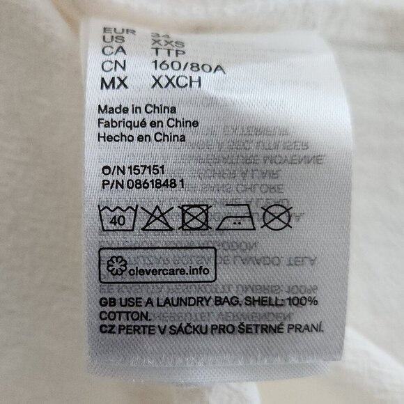 H&M Creped Cotton Midi Dress Women's Size XXS Beige - Picture 6 of 6